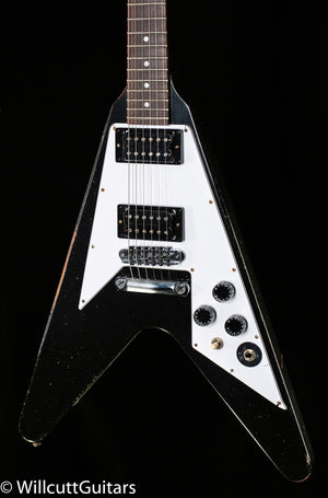 Gibson Custom Shop Kirk Hammett 1979 Flying V Ebony Murphy Lab Replica Aged Chrome Ebony (021)
