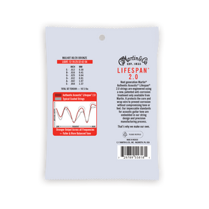 Martin Authentic Acoustic Lifespan 2.0 80/20 Bronze Guitar Strings -.012-.054 Light
