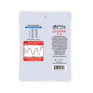 Martin Authentic Acoustic Lifespan 2.0 80/20 Bronze Guitar Strings -.013-.056 Medium