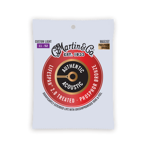 Martin Authentic Acoustic Lifespan 2.0 Phosphor Bronze Guitar Strings -.011-.052 Custom Light