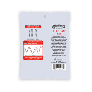 Martin Authentic Acoustic Lifespan 2.0 Phosphor Bronze Guitar Strings -.012-.054 Light