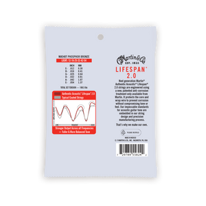 Martin Authentic Acoustic Lifespan 2.0 Phosphor Bronze Guitar Strings -.012-.054 Light