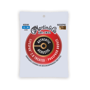 Martin Authentic Acoustic Lifespan 2.0 Phosphor Bronze Guitar Strings -.013-.056 Medium