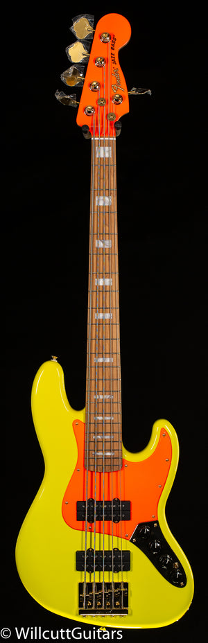 Fender MonoNeon Jazz Bass V Maple Fingerboard Neon Yellow (395)