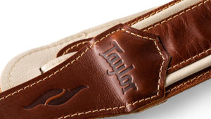 Taylor Element 2.5" Leather Guitar Strap - Brown/Cream (800 Series)