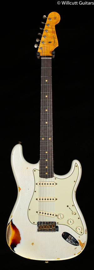 Fender Custom Shop Willcutt True '62 Stratocaster Journeyman Relic Olympic White Over Sunburst '59 C (791)