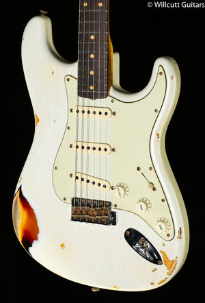 Fender Custom Shop Willcutt True '62 Stratocaster Journeyman Relic Olympic White Over Sunburst '59 C (791)