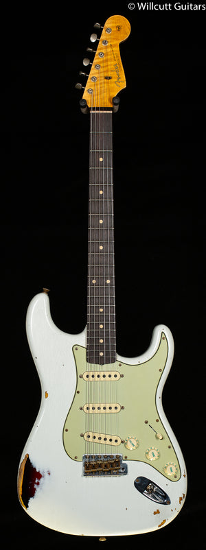 Fender Custom Shop Willcutt True '62 Stratocaster Journeyman Relic Olympic White Over Sunburst '59 C (620)