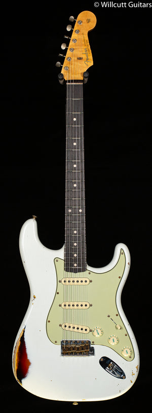 Fender Custom Shop Willcutt True '62 Stratocaster Journeyman Relic Olympic White Over Sunburst '59 C (146)
