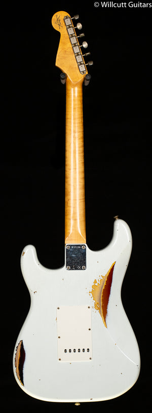 Fender Custom Shop Willcutt True '62 Stratocaster Journeyman Relic Olympic White Over Sunburst '59 C (146)