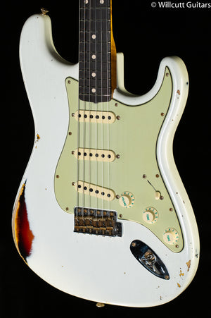 Fender Custom Shop Willcutt True '62 Stratocaster Journeyman Relic Olympic White Over Sunburst '59 C (146)