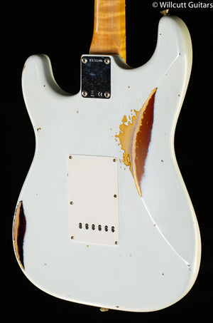 Fender Custom Shop Willcutt True '62 Stratocaster Journeyman Relic Olympic White Over Sunburst '59 C (146)