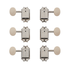 Gibson Deluxe White Button Tuner Set, Vintage Nickel