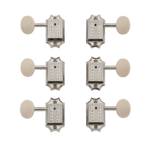 Gibson Deluxe White Button Tuner Set, Vintage Nickel