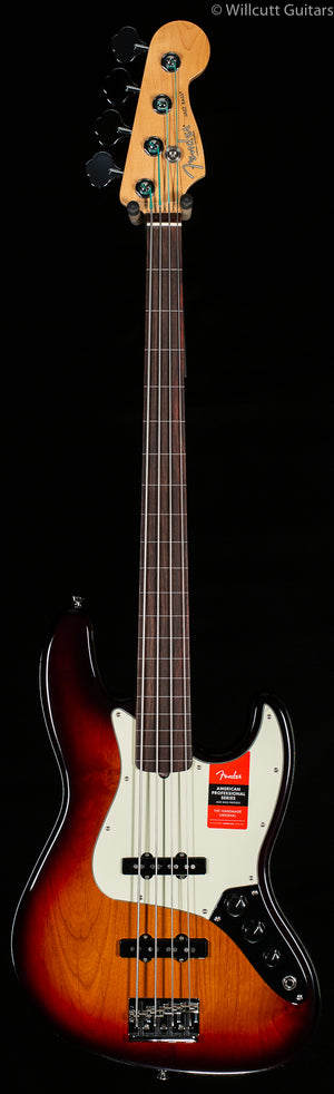 Fender American Professional Jazz Bass Fretless 3-Tone Sunburst Rosewood Bass Guitar (434)