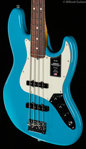 Fender American Professional II Jazz Bass Miami Blue Rosewood Bass Guitar (602)