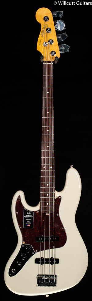 Fender American Professional II Jazz Bass Olympic White Rosewood Fingerboard Left-Hand Bass Guitar (691)