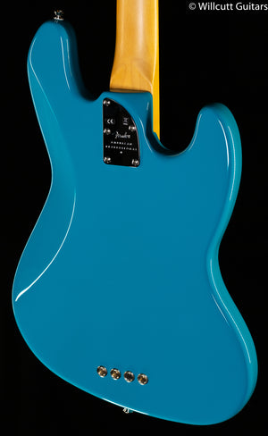 Fender American Professional II Jazz Bass Miami Blue Left-Hand Bass Guitar (615)