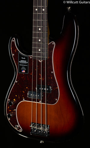 Fender American Professional II Precision Bass 3-Color Sunburst Left-Hand Bass Guitar (529)