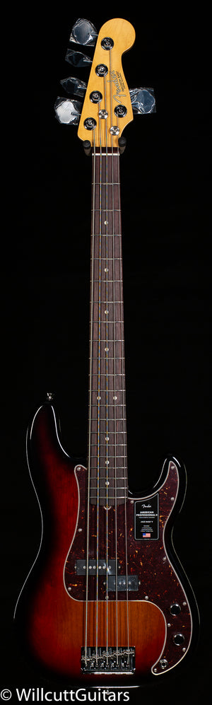 Fender American Professional II Precision Bass V 3-Color Sunburst Rosewood Bass Guitar
