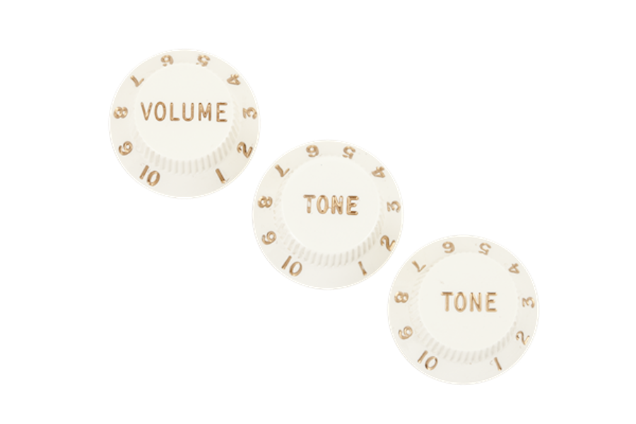 Fender Stratocaster Knobs, Parchment (Volume, Tone, Tone) (3)