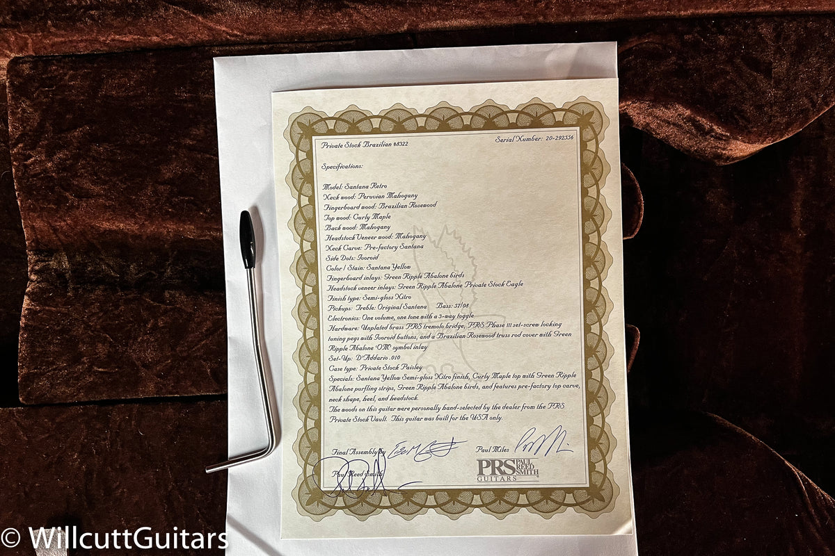 2020 PRS Private Stock #8322 Santana Retro Santana Yellow