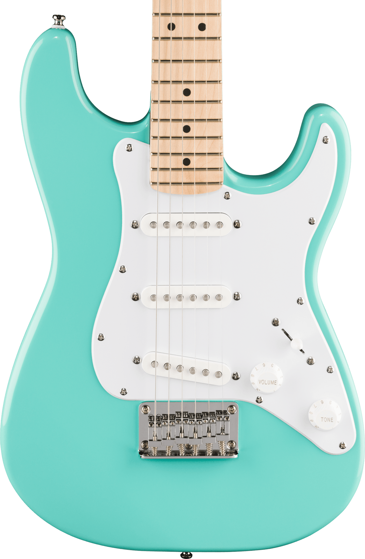 Fender Squier Mini Stratocaster, Maple Fingerboard, White Pickguard, Seafoam Green (094)