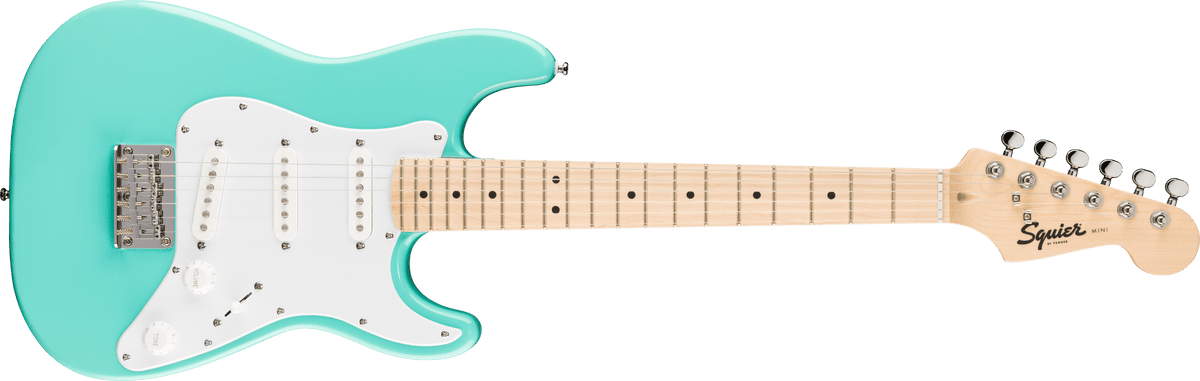 Fender Squier Mini Stratocaster, Maple Fingerboard, White Pickguard, Seafoam Green (094)
