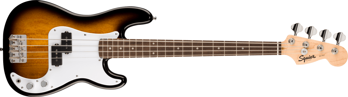 Fender Squier Mini Precision Bass, Laurel Fingerboard, White Pickguard, 2-Color Sunburst (284)