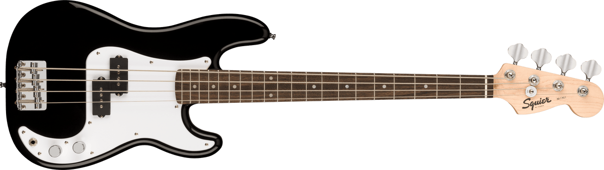 Fender Squier Mini Precision Bass, Laurel Fingerboard, White Pickguard, Black (190)