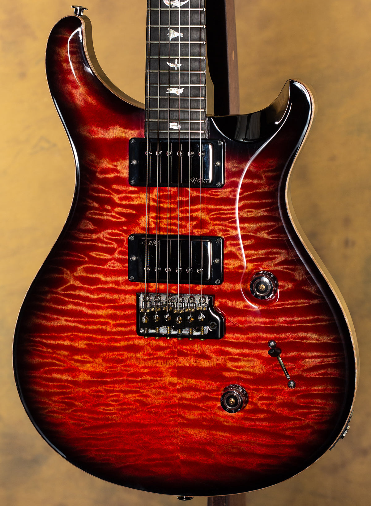 2023 PRS Custom 24 Wood Library Blood Orange Smokeburst Quilt