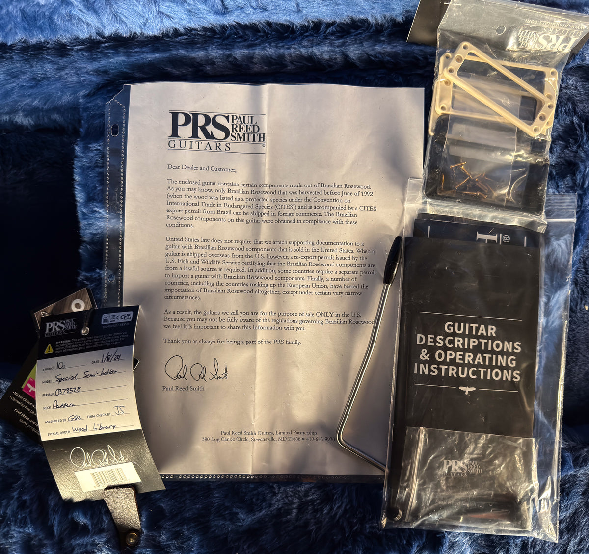 2023 PRS Wood Library Special Semi-Hollow Angry Larry 10 Top Brazilian