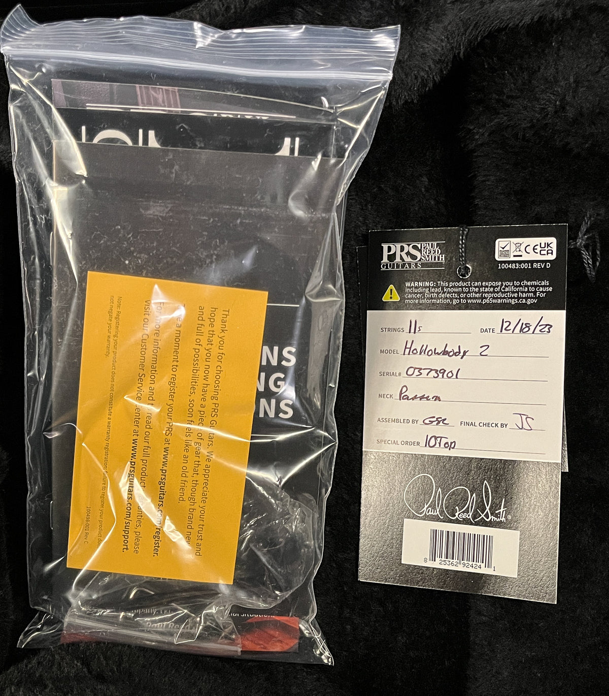 PRS  Hollowbody II Piezo Black Gold Wraparound 10 Top (901)