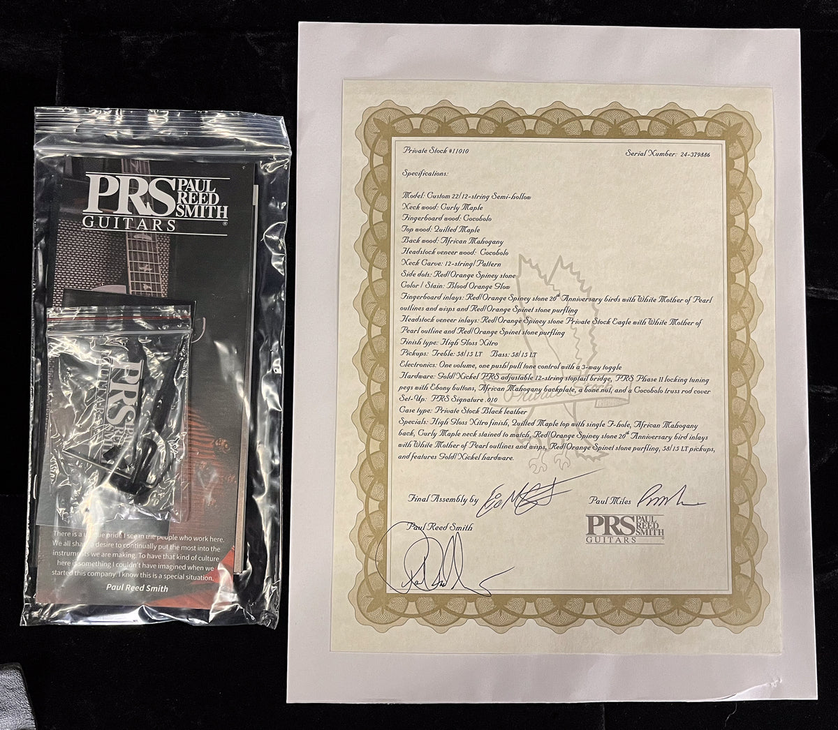 PRS Private Stock 11010 Custom 22 12 String Semi-Hollow Blood Orange Glow (886)