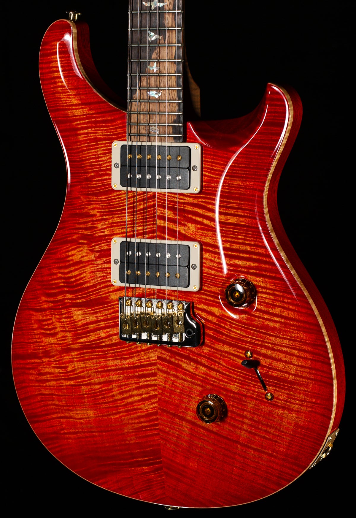 PRS Wood Library Custom 24 Blood Orange 10 Top Torrefied Maple Neck (163)