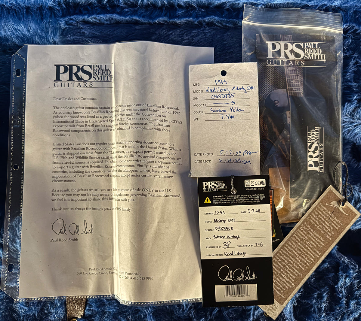 2024 PRS Wood Library McCarty 594 Santana Yellow