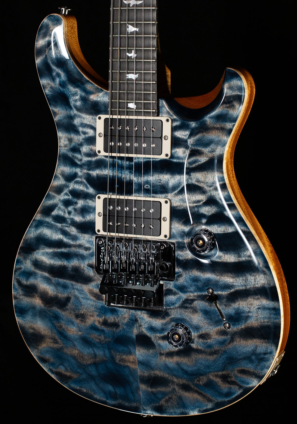 PRS Wood Library Custom 24 Floyd Faded Whale Blue Quilt 10 Top Torrefied Maple Neck (299)