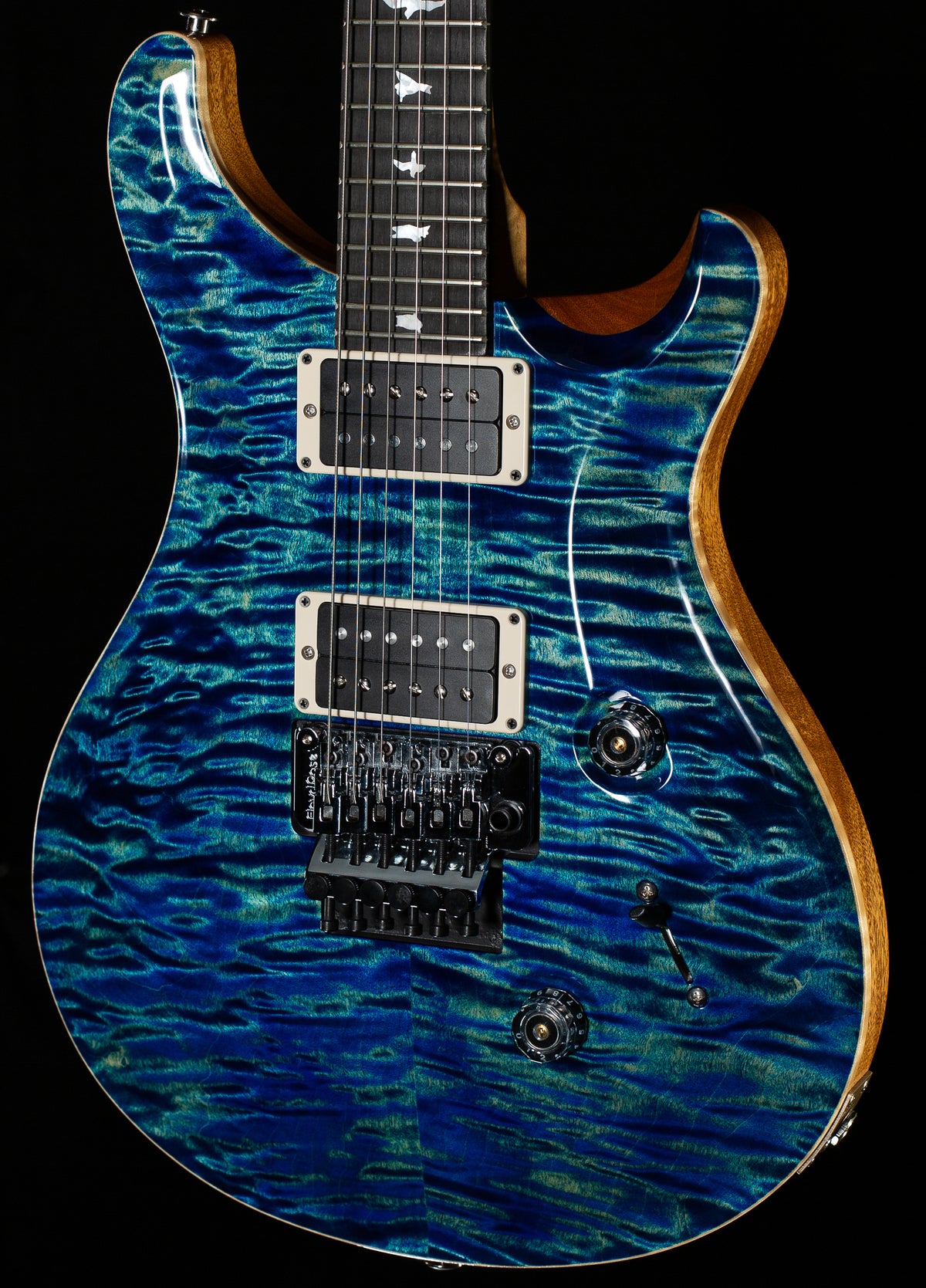 PRS Wood Library Custom 24 Floyd River Blue Quilt 10 Top Torrefied Maple Neck (301)