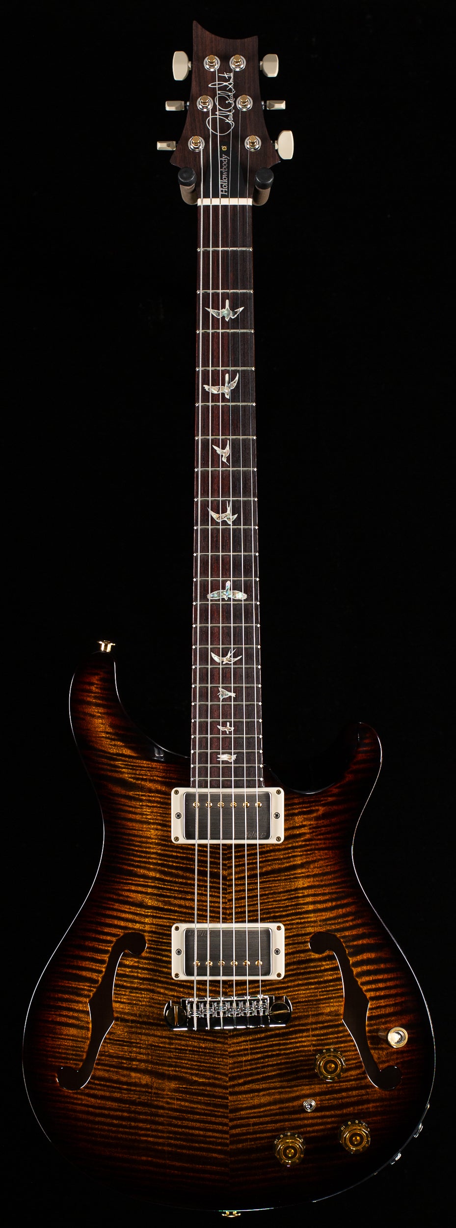 PRS Hollowbody II Piezo Black Gold Wraparound Burst 10 Top (575)