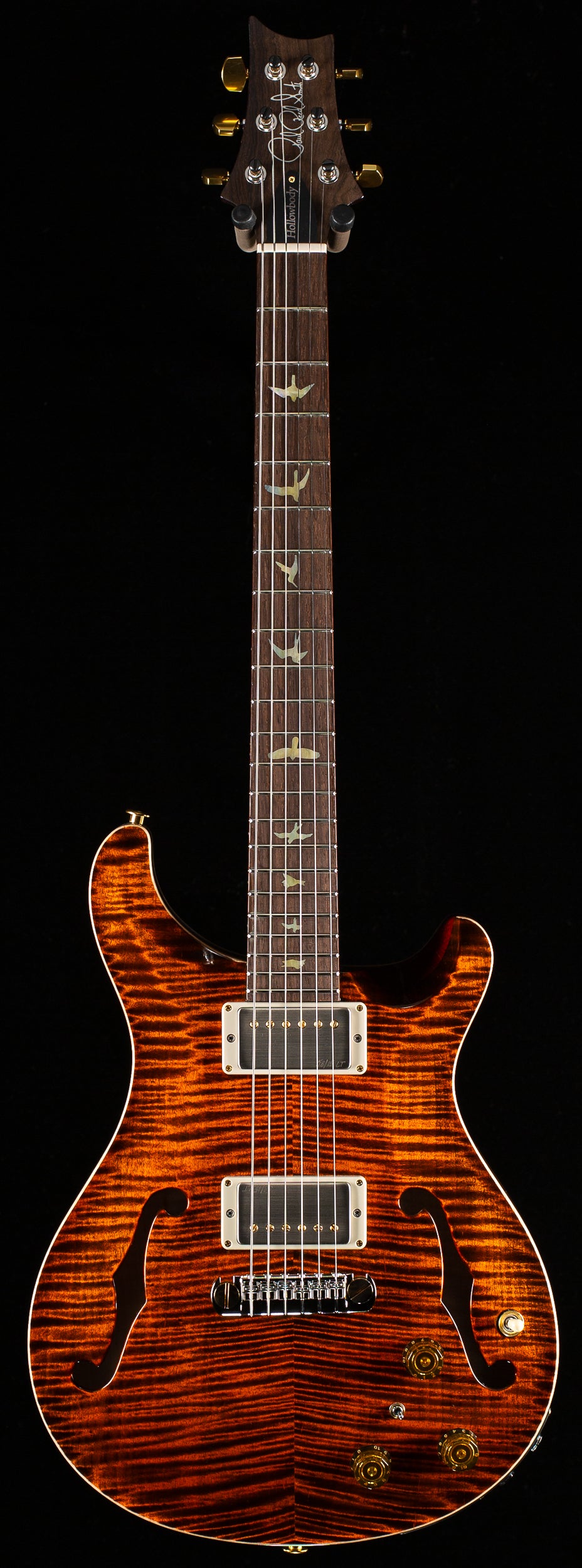 PRS Wood Library Hollowbody II Piezo 10 Top Orange Tiger Brazilian Rosewood (611)