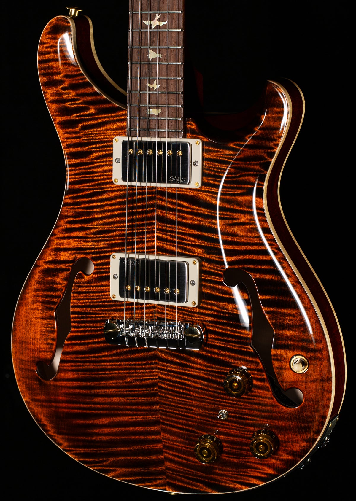 PRS Wood Library Hollowbody II Piezo Orange Tiger 10 Brazilian Rosewood (750)