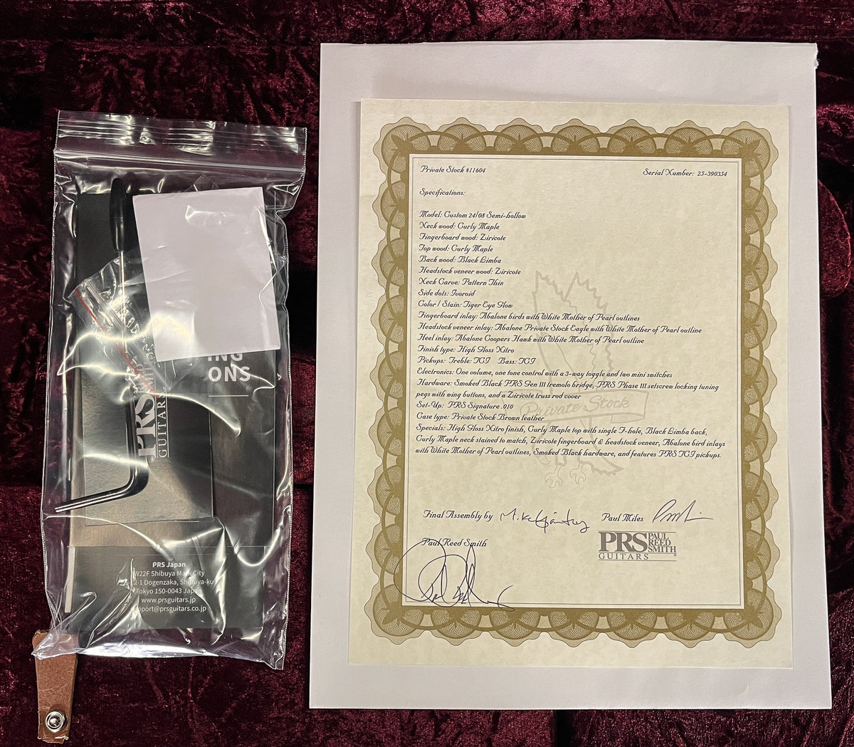 PRS Private Stock 11604 Custom 24-08 Semi-Hollow Tiger Eye Glow (354)