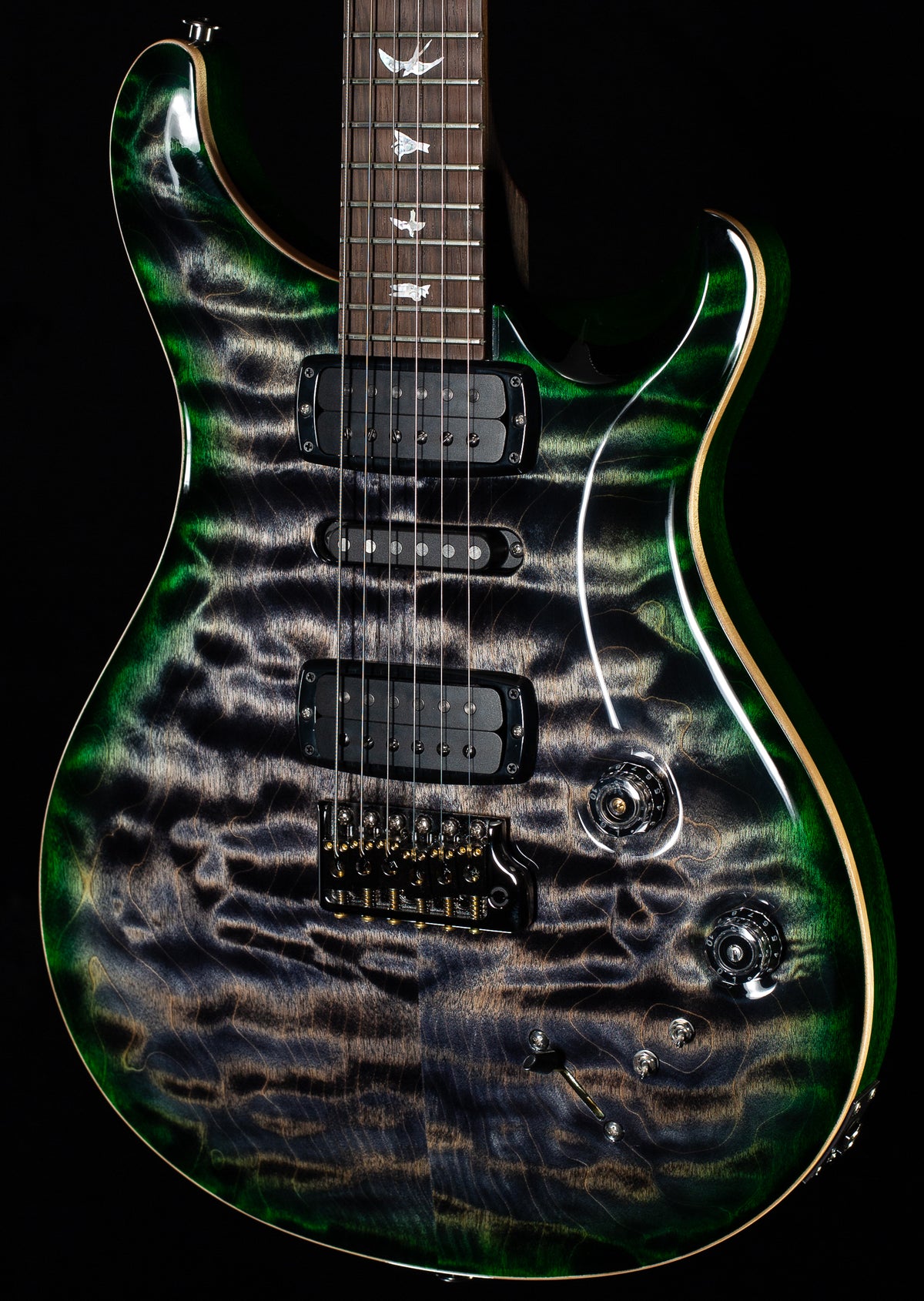 PRS Willcutt Exclusive Wood Library Modern Eagle V Charcoal Jade Burst Quilted Maple 10-Top (208)