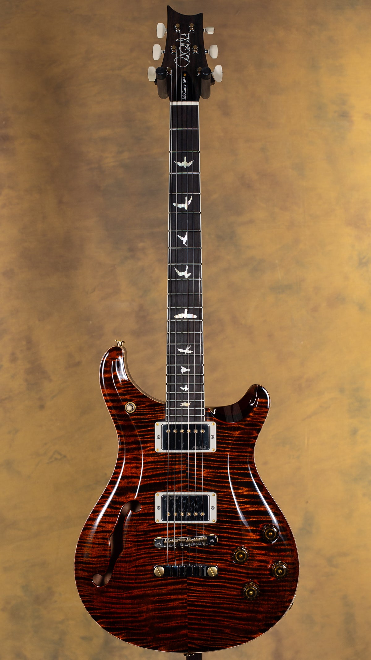 2025 PRS Wood Library Willcutt Exclusive Semi-Hollow McCarty 594 Rosewood Neck Orange Tiger 10 Top