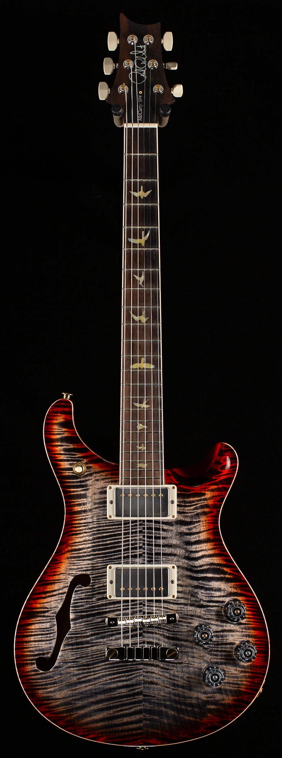 PRS Wood Library Willcutt Exclusive Semi-Hollow McCarty 594 Brazilian Rosewood Charcoal Cherry Burst 10 Top (568)