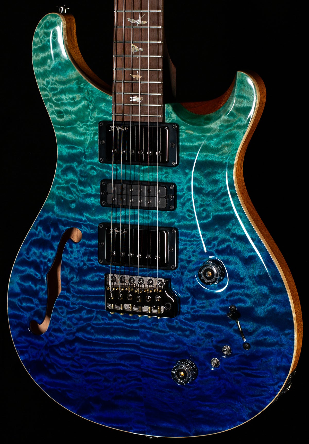 PRS Wood Library Willcutt Exclusive Special Semi-Hollow Brazilian Quilt 10 Top Blue Fade (516)