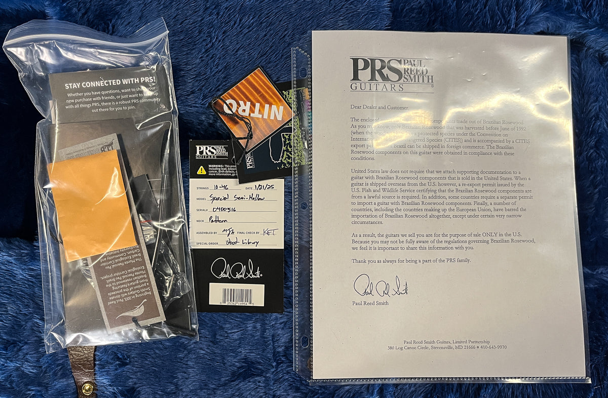 PRS Wood Library Willcutt Exclusive Special Semi-Hollow Brazilian Quilt 10 Top Blue Fade (516)