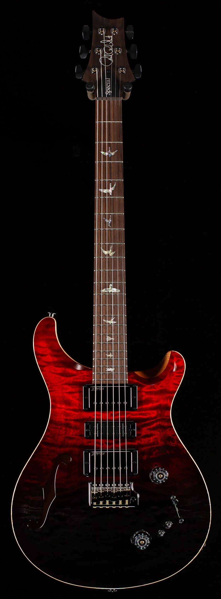 PRS Wood Library Willcutt Exclusive Special Semi-Hollow Brazilian Quilt 10 Top Fire Red to Gray Black Fade (517)