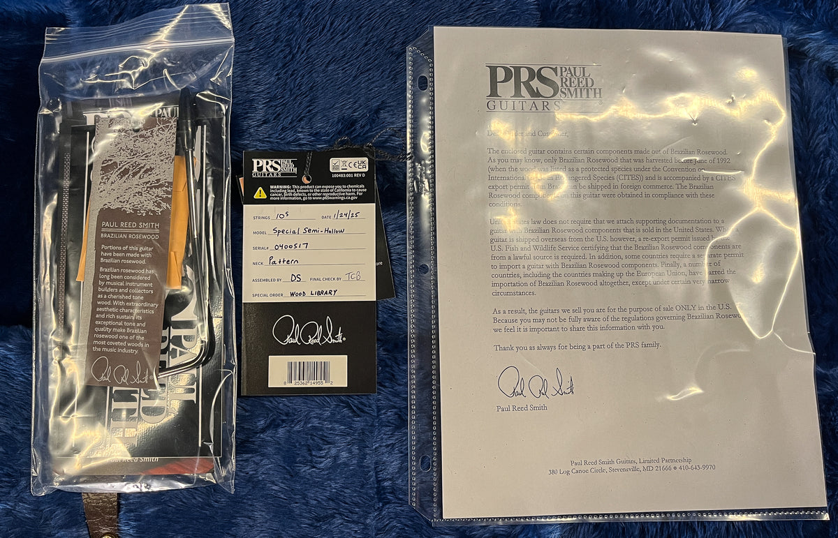 PRS Wood Library Willcutt Exclusive Special Semi-Hollow Brazilian Quilt 10 Top Fire Red to Gray Black Fade (517)