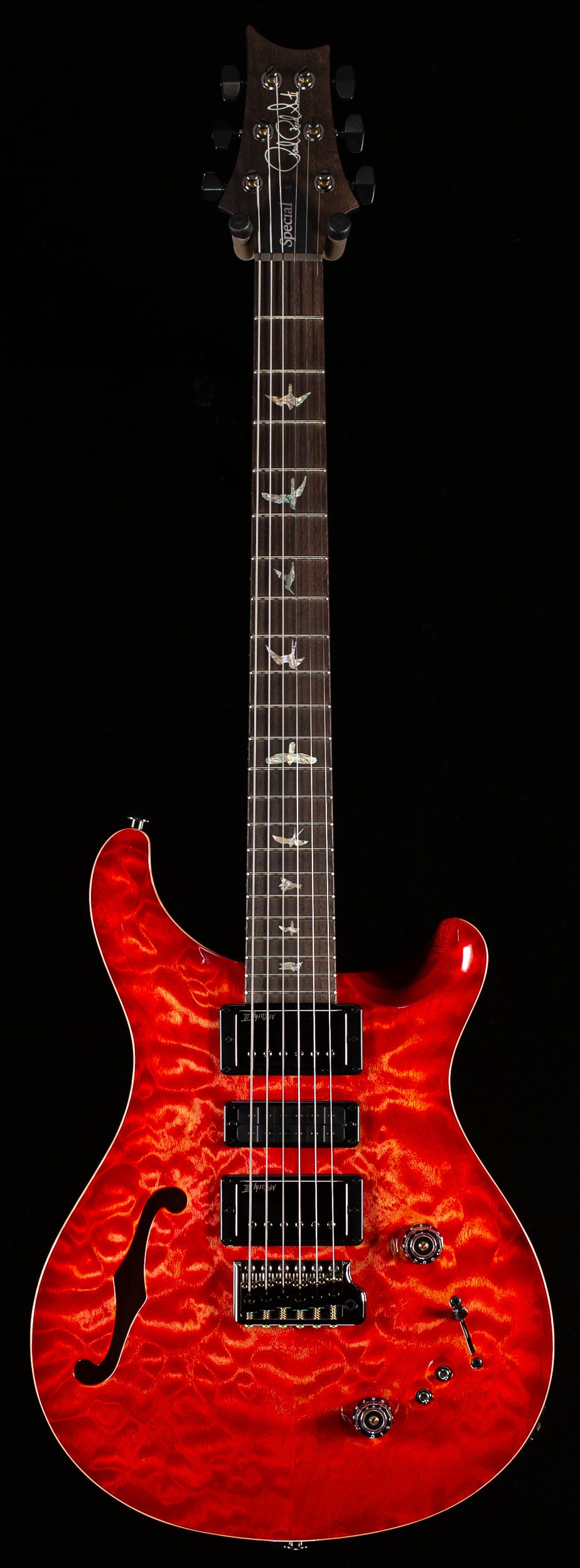 PRS Wood Library Willcutt Exclusive Special Semi-Hollow Brazilian Quilt 10 Top Blood Orange (521)
